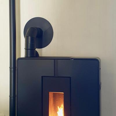 Cadel Tile 10kW, canalisation d'air chaud, conduit MODINOX PLA + PTR30 extérieur (Volvic)