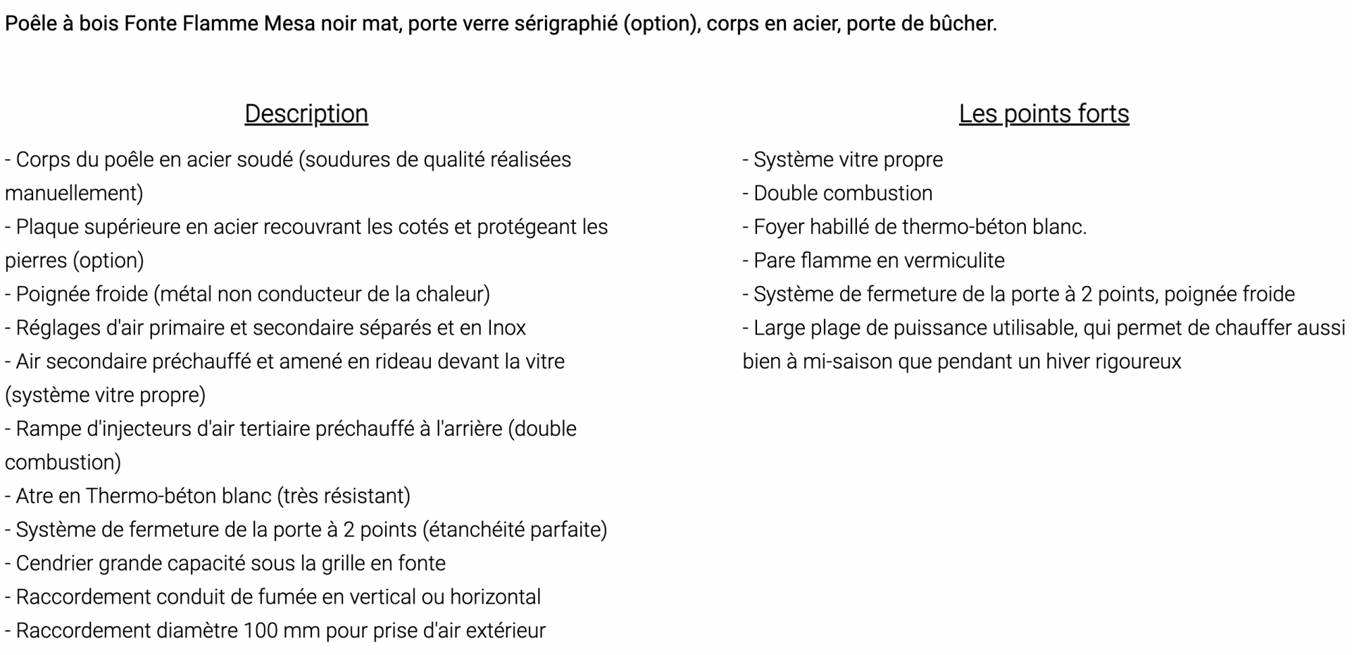 Poêle à bois FonteFlamme Mesa à partir de 2454 euros HT