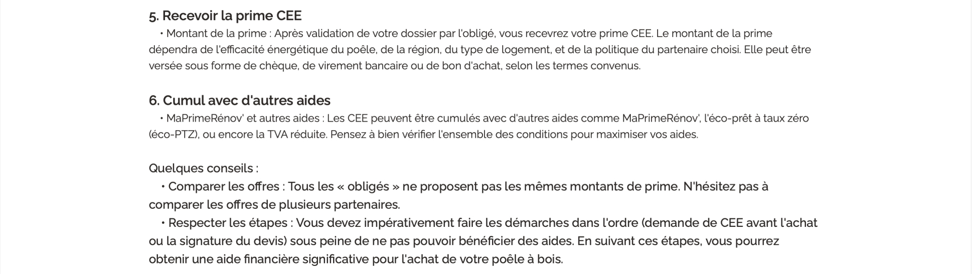 Aides financières CEE