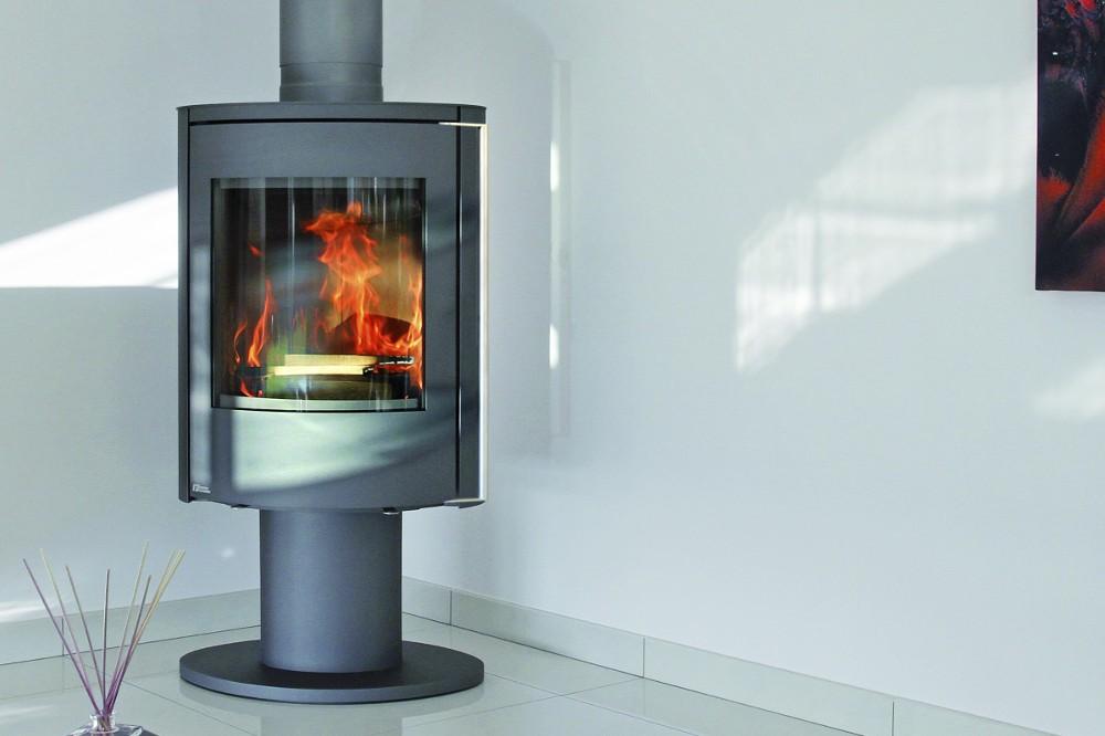 Poele bois nara gris porte acier