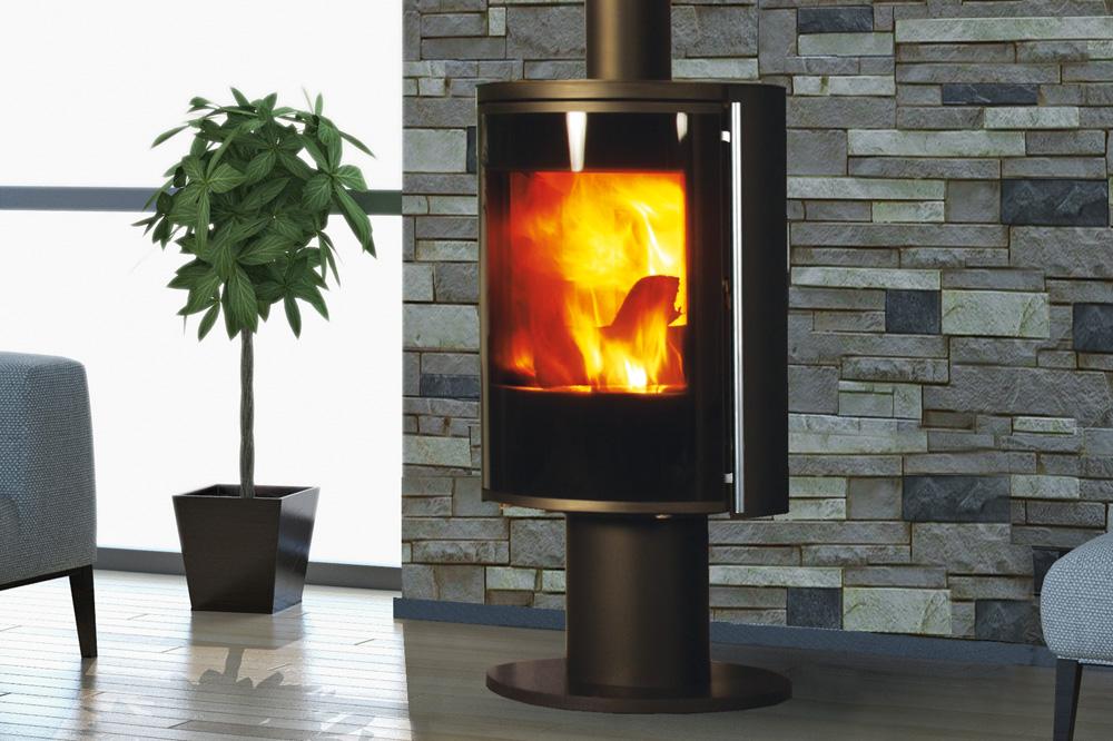Poele bois nara noir porte verre